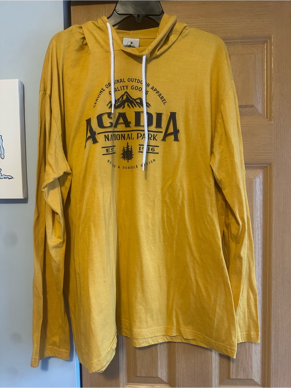 Acadia National Park Mustard Yellow Long-Sleeve Hooded Tee